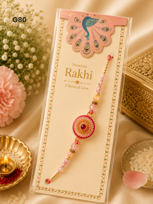 Pink Flower Designer Rakhi